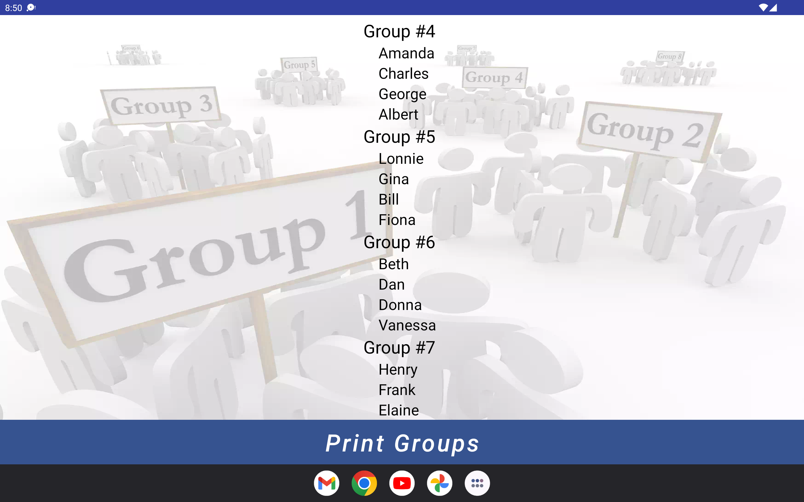 group student list on Android sample